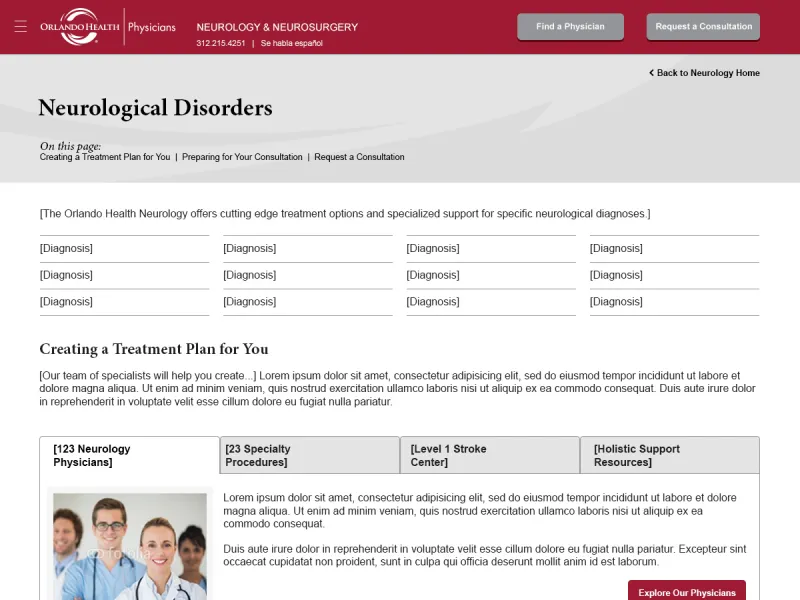 Screenshot of the Orlando Health site design.