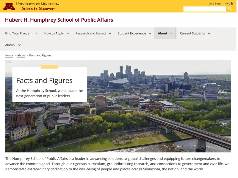 Screenshot of the updated Facts & Figures page on the Humphrey site.