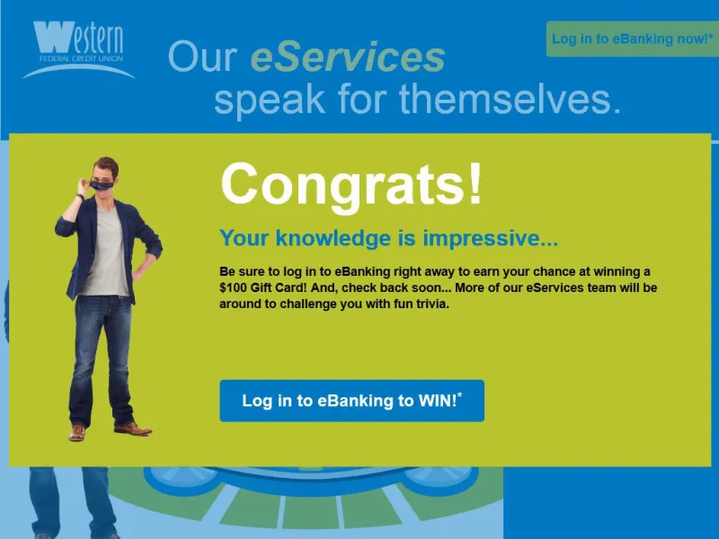 A congratulations message was displayed when someone successfully completed the quiz.